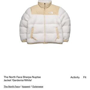 The North Face White and Tan Puffer Jacket